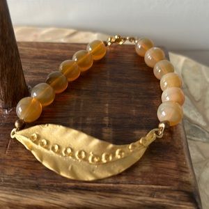 Handcrafted Leaf & Bead Bracelet